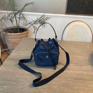 Tory Burch Virginia Nylon Bucket Bag, Blue